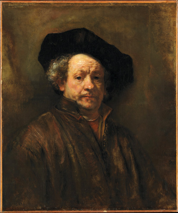 SELF-PORTRAIT—Rembrandt (Rembrandt van Rijn) (Dutch, 1606–1669). Self-Portrait, 1660. Oil on canvas. 31 5/8 x 26 1/2 in. The Metropolitan Museum of Art, New York, Bequest of Benjamin Altman, 1913. The 1660 work is in the exhibit “In Praise of Painting: Dutch Masterpieces at The Met.”